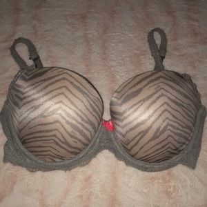 Grey and white zebra VS push up bra